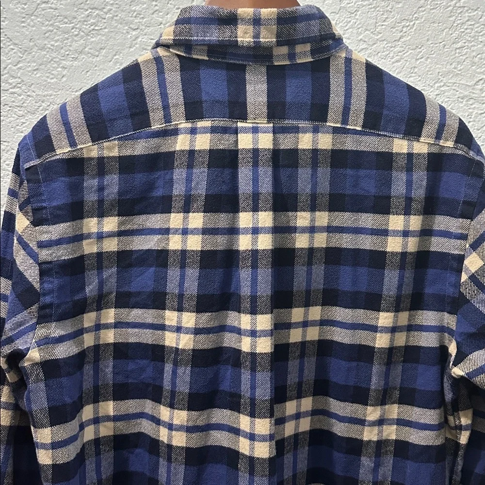 Polo‎ Ralph Lauren Shirt Mens Medium Blue Gray Plaid Flannel Button Up Preppy